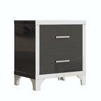 Comodino elegante a specchio lucido con maniglia in metallo