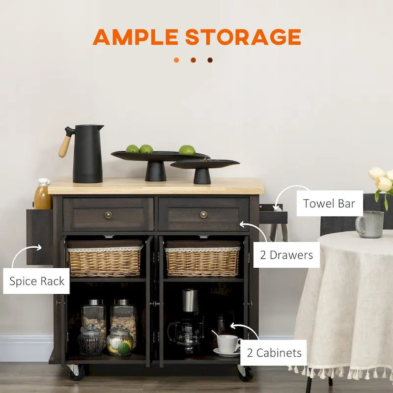 Carrello da Cucina Moderno con Rotelle e Portaspezie