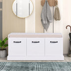 Panca contenitore in legno minimalista con cuscino, Bianco