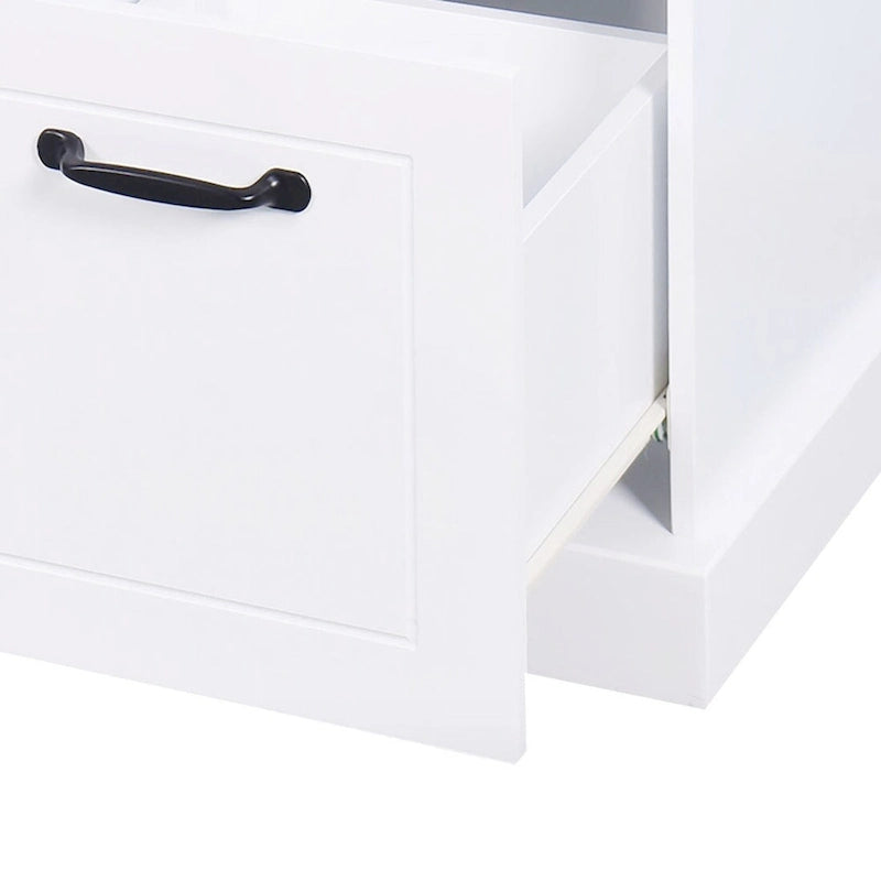 Panca contenitore in legno minimalista con cuscino, Bianco