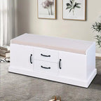 Panca contenitore in legno minimalista con cuscino, Bianco