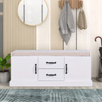 Panca contenitore in legno minimalista con cuscino, Bianco