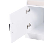 Panca contenitore in legno minimalista con cuscino, Bianco