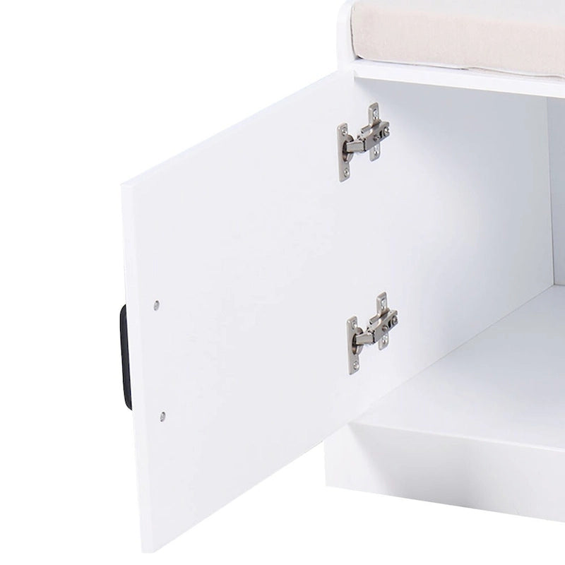 Panca contenitore in legno minimalista con cuscino, Bianco