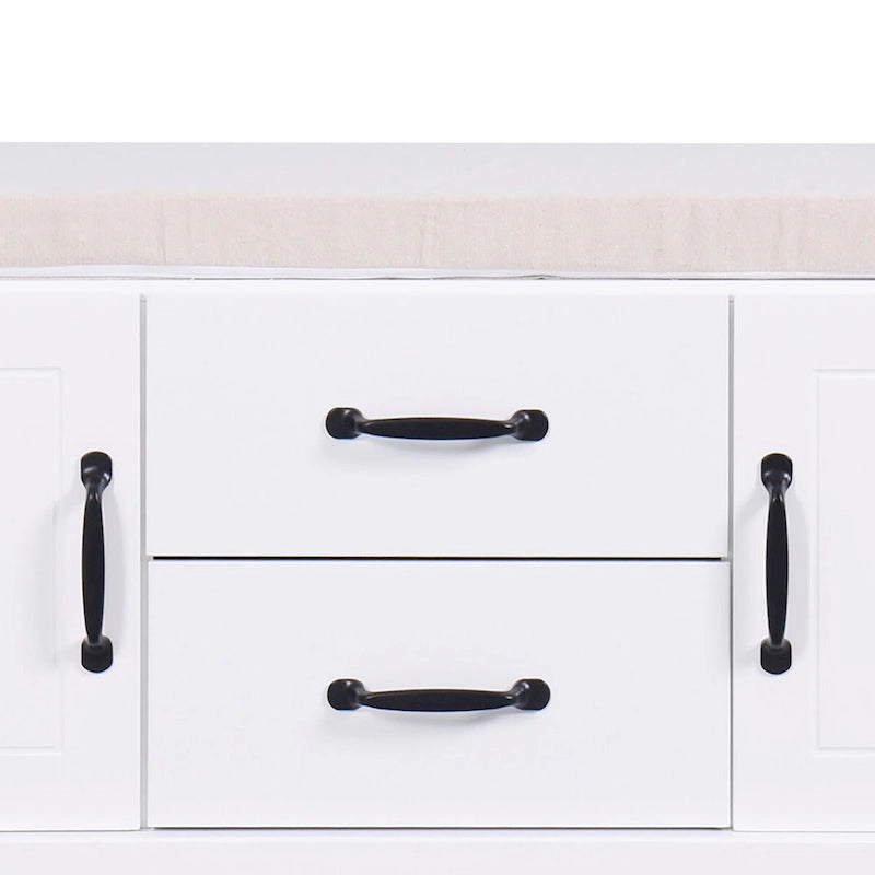 Panca contenitore in legno minimalista con cuscino, Bianco