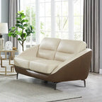Divanetto in vera pelle fiore con molle e imbottitura in piuma e memory foam