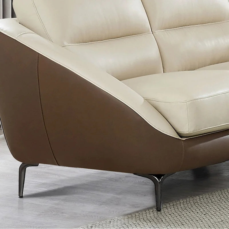 Divanetto in vera pelle fiore con molle e imbottitura in piuma e memory foam