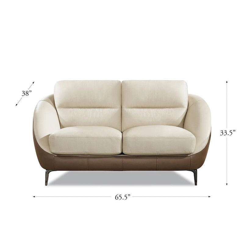 Divanetto in vera pelle fiore con molle e imbottitura in piuma e memory foam