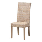 Sedia da pranzo Bohemian in rattan Kubu e legno di mango grigio