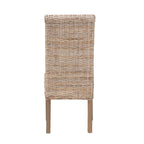 Sedia da pranzo Bohemian in rattan Kubu e legno di mango grigio