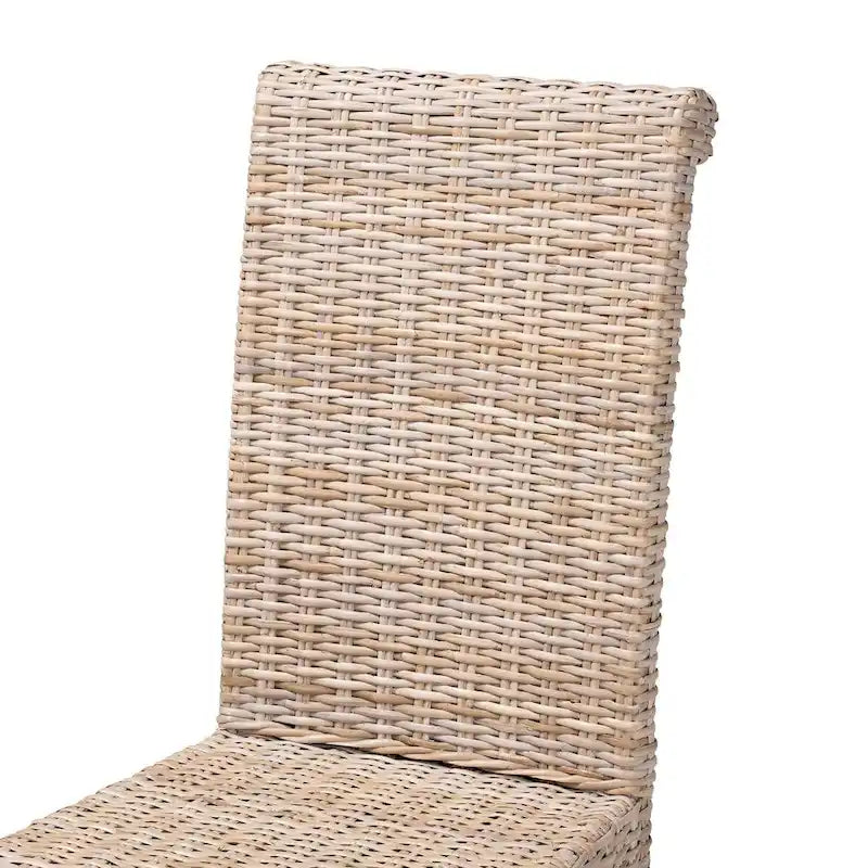 Sedia da pranzo Bohemian in rattan Kubu e legno di mango grigio