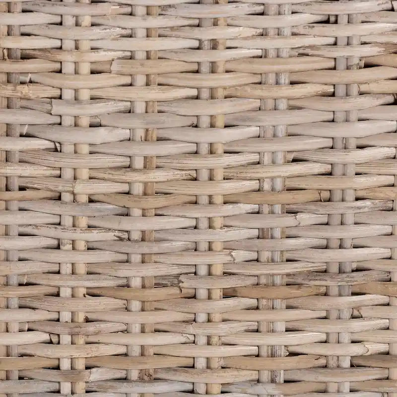 Sedia da pranzo Bohemian in rattan Kubu e legno di mango grigio