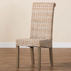 Sedia da pranzo Bohemian in rattan Kubu e legno di mango grigio