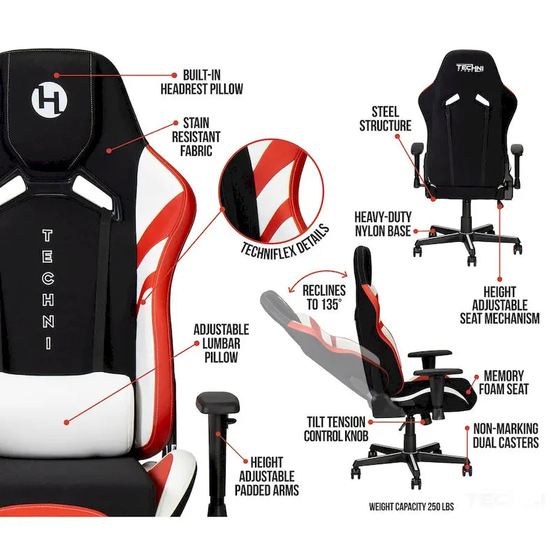 Sedia da gaming con cuscino poggiatesta integrato