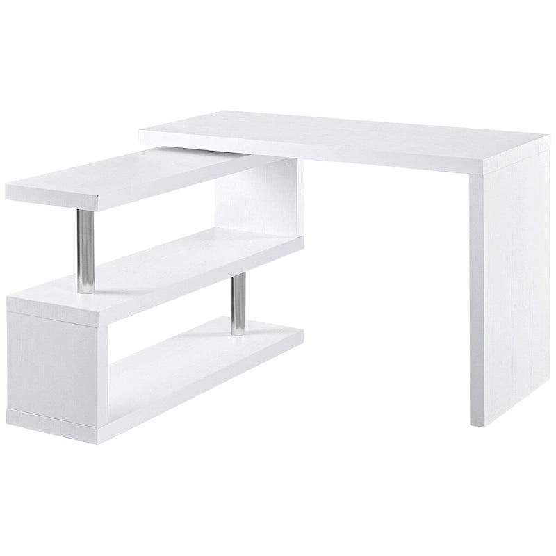 Scrivania angolare girevole a 360 gradi per computer, workstation a L per ufficio domestico con scaffali portaoggetti