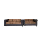 Poltrona accentuata in legno di teak con sedile in pelle intrecciata