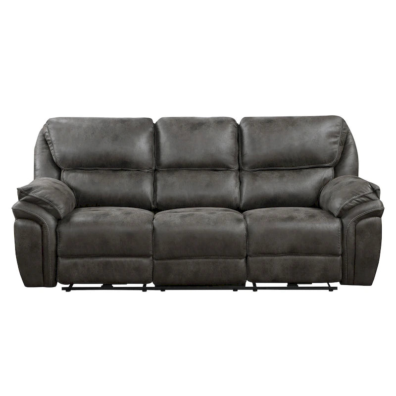 Divano Recliner Doppio Elettrico 90 Pollici, Microfibra Grigia, Porta di Ricarica USB
