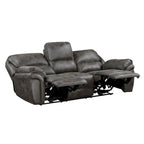 Divano Recliner Doppio Elettrico 90 Pollici, Microfibra Grigia, Porta di Ricarica USB