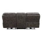 Divano Recliner Doppio Elettrico 90 Pollici, Microfibra Grigia, Porta di Ricarica USB