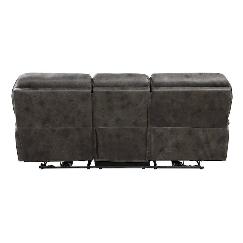 Divano Recliner Doppio Elettrico 90 Pollici, Microfibra Grigia, Porta di Ricarica USB